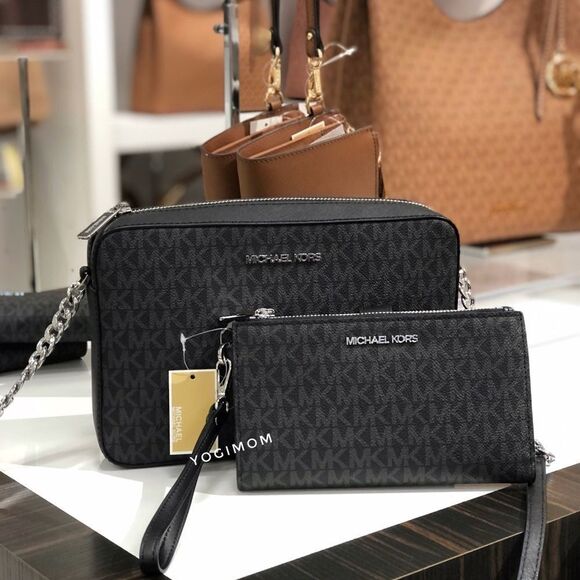 BUNDLE MICHAEL KORS EAST WEST XBODY MESSENGER CELL WALLET WEISTLET HANDBAG - Picture 15 of 16